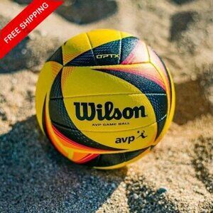 Wilson AVP OPTX Official Beach Volleyball – Black/Yellow – High Quality Pro Game